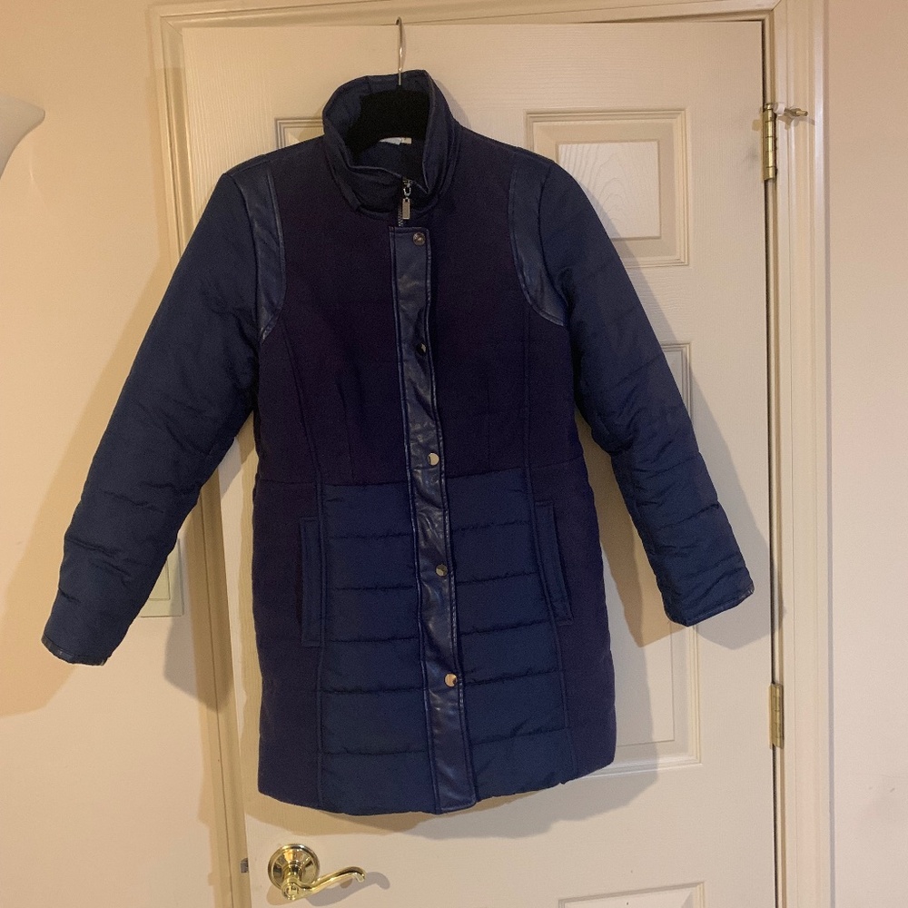 Susan Graver Blue Lined Puffer Coat sz S